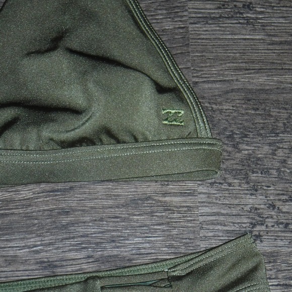 Billabong Bikini Set Olive Green Triangle Top Crisscross Side Swimsuit - Picture 4 of 7